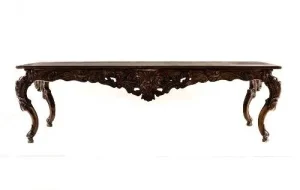 Mesa Jantar Barroca Retangular Marrom Bolo e Doces